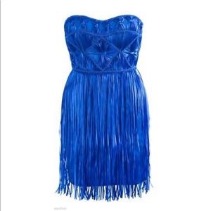 BEBE Fringe Blue Dress